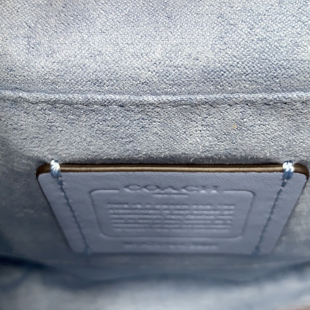 COACH Georgie Saddle Bag In Signat Canvas COLOR:
Silver/Light Khaki/Marble Blue - Picture 14 of 16